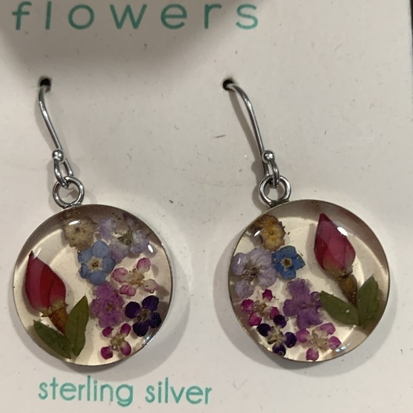 GIANI BERNINI Everlasting Flowers Sterling Silver NIB Dried Flower Earrings - Picture 6 of 8